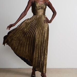 Metallic pleated dress